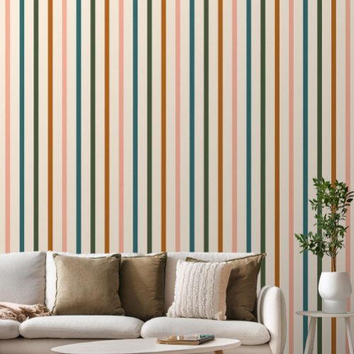 Boho Retro Striped Wallpaper