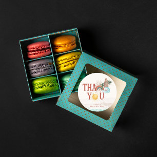 Boho Retro Summer Surf Thank You Classic Round Sticker