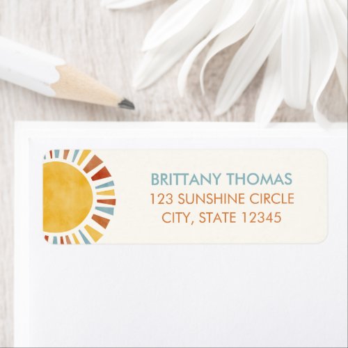 Boho Retro Sun Return Address Label