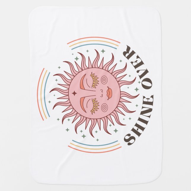 Boho Retro Sun Shine Baby Blanket (Front)