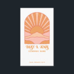 Boho Retro Sunrise  Business Card<br><div class="desc">Boho 70's style orange sunrise and mountains business card with retro flourished typography. A 60's and 70's style vibe. Add your name,  company,  and city. The back of the card is solid orange with white type.</div>