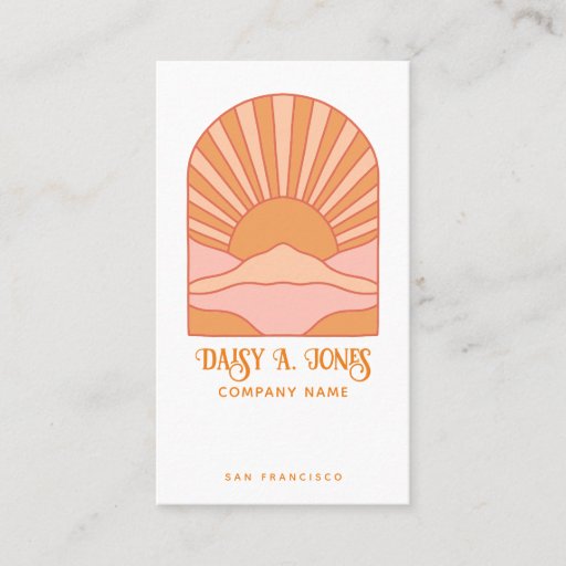 Customizable Boho Retro Sunrise  Business Card