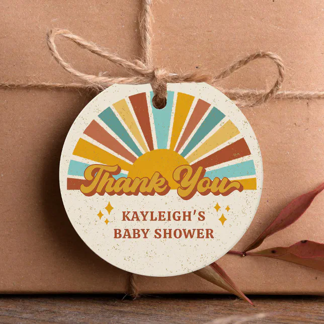 Boho Retro Sunshine Baby Shower Favor Tags | Zazzle