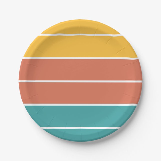 Boho Retro Sunshine Baby Shower Paper Plates (Front)