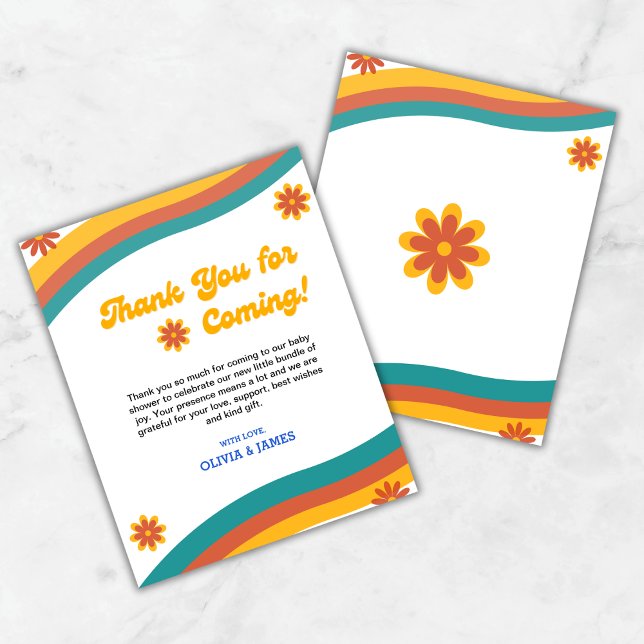 Boho Retro Sunshine Baby Shower Thank You Card (Budget Boho Retro Sunshine Baby Shower Thank You Card  )