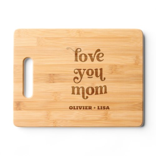 Boho Retro Text  Love you Mom Gradient Pink Cutting Board
