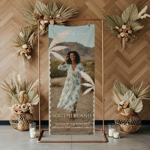 Boho Retro Tropical Palm Tree Graduation Photo Banner