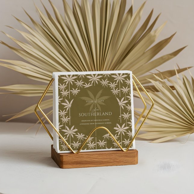 Boho Retro Tropical Palm Tree Pattern Graduation Napkins (Boho Retro Tropical Palm Tree Pattern Graduation Napkins)