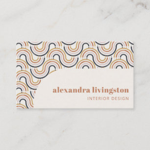 Boho Retro Wave Pattern Interior Designer Creative Business Card