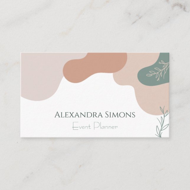 Boho Retro Wavy Beige Green  Business Card (Front)