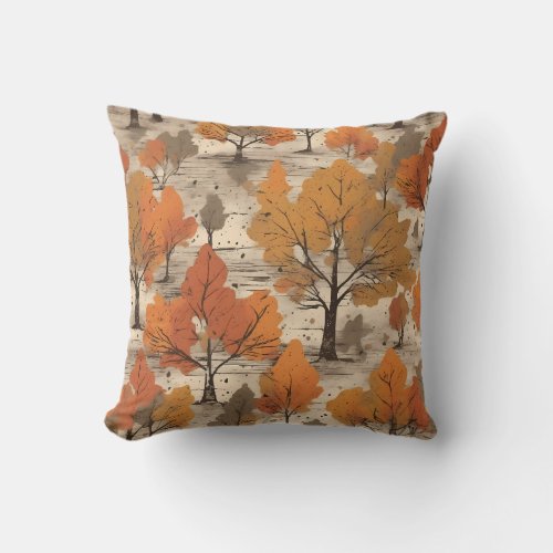 Boho Reverie Autumn Tree Symphony Throw Pillow