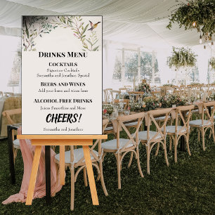 BOHO Ring of Flowers and Branches Drinks Menu Foam Board