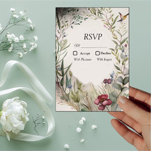 BOHO Ring of Flowers and Branches RSVP Card