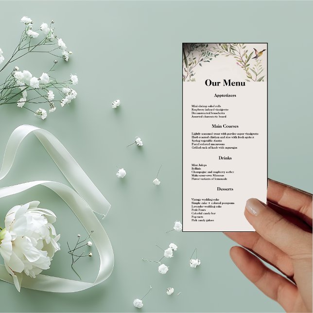 BOHO Ring of Flowers and Branches Wedding Dinner Menu (Creator Uploaded)