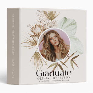 Boho Riviera Botanical Graduation Photo Album 3 Ring Binder