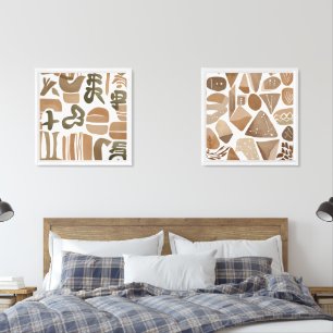 Boho Rock Leaf Botanical art style Simple Modern Wall Art Sets