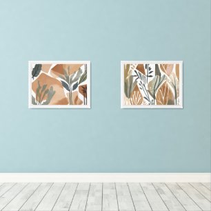 Boho Rock Leaf Botanical art style Simple Modern Wall Art Sets