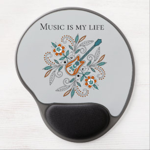 Boho Rock’n’Roll guitar with flowers Gel Mouse Pad