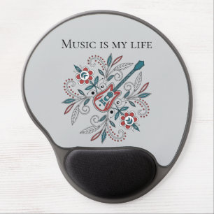 Boho Rock’n’Roll guitar with flowers Gel Mouse Pad