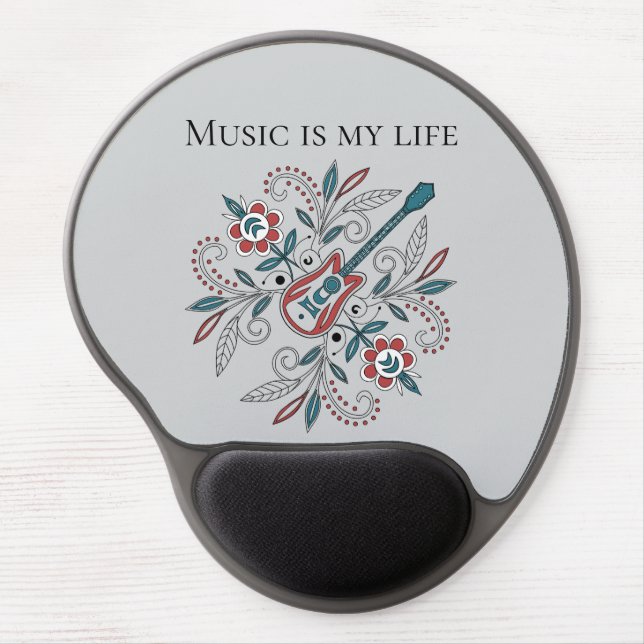Boho Rock’n’Roll guitar with flowers Gel Mouse Pad (Front)
