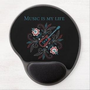 Boho Rock’n’Roll guitar with flowers Gel Mouse Pad