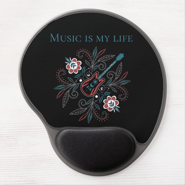 Boho Rock’n’Roll guitar with flowers Gel Mouse Pad (Front)