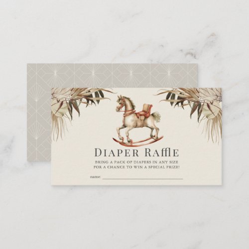 Boho Rocking Horse Diaper Raffle Ticket Enclosure Card