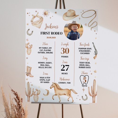 Boho Rodeo First Birthday Photo Milestone Sign