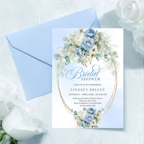 Boho Romantic Dusty Blue Flowers Eucalyptus Bridal