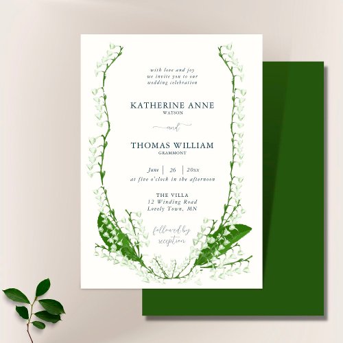Boho Romantic Floral Frame Lily of Valley Wedding  Invitation