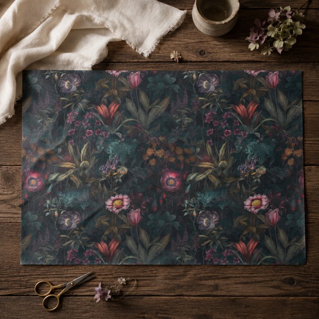 Boho Romantic Pink and Green Floral Decoupage Tissue Paper (Creator Uploaded)