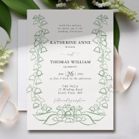Boho Romantic Sketch Green Lily Valley Wedding