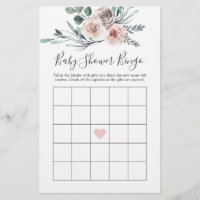 Boho Rose Baby Shower Bingo Game