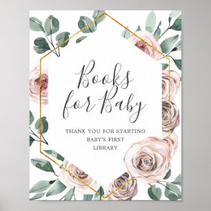 Boho Rose Baby Shower Books For Baby Sign