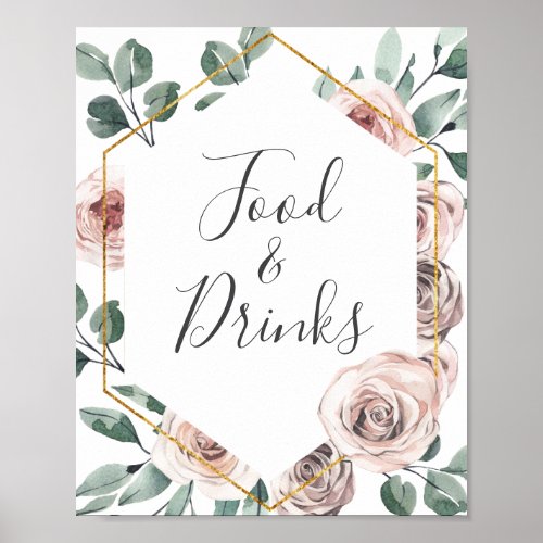 Boho Rose Baby Shower Food and Drinks Sign