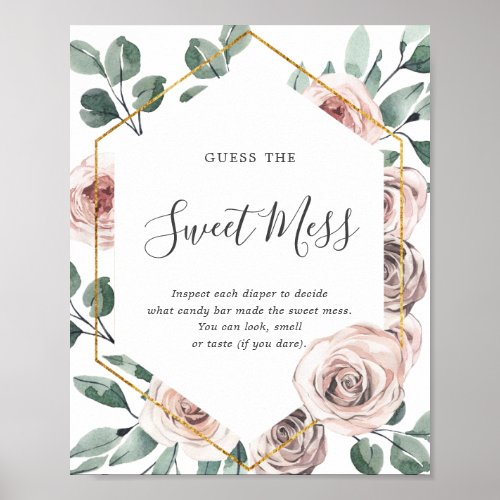 Boho Rose Baby Shower Guess The Sweet Mess Poster