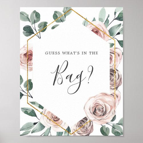Boho Rose Baby Shower Guess Whats in the Bag Poster