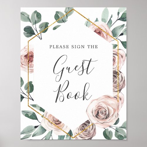 Boho Rose Baby Shower Guestbook Sign