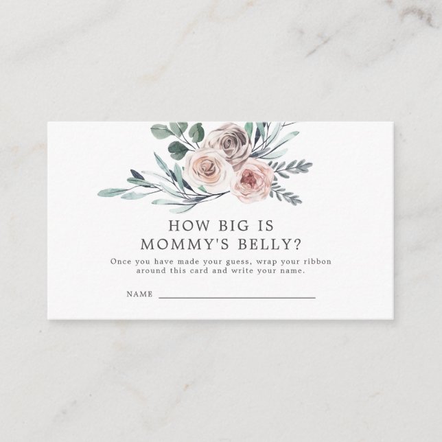 Boho Rose Baby Shower How Big is Mommy's Belly Enclosure Card (Front)