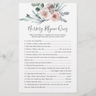 Boho Rose Baby Shower Nursery Rhyme Quiz Game