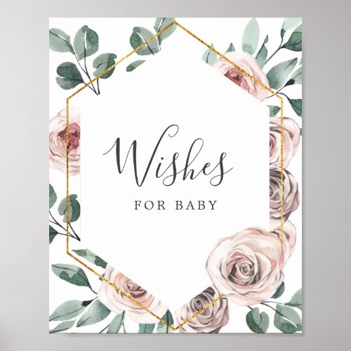 Boho Rose Baby Shower Wishes For Baby Sign