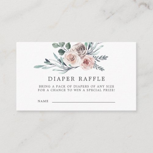 Boho Rose Diaper Raffle Baby Shower Card