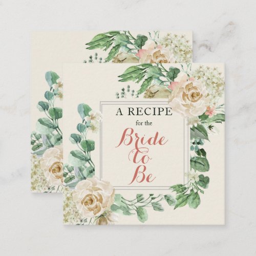 Boho Rose Floral Bridal Shower Recipe Request Enclosure Card