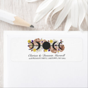Boho Rose Floral Moon Phase Return Address Label