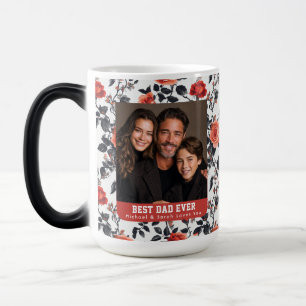 Boho Rose Flower First Time Dad Photo Custom Coffe Color Morph Mug