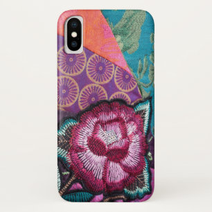 Boho Rose flower tapestry look colorful iPhone X Case
