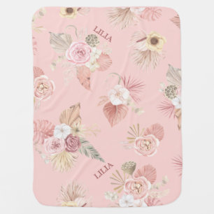 Boho Rose Flowers Baby Blanket