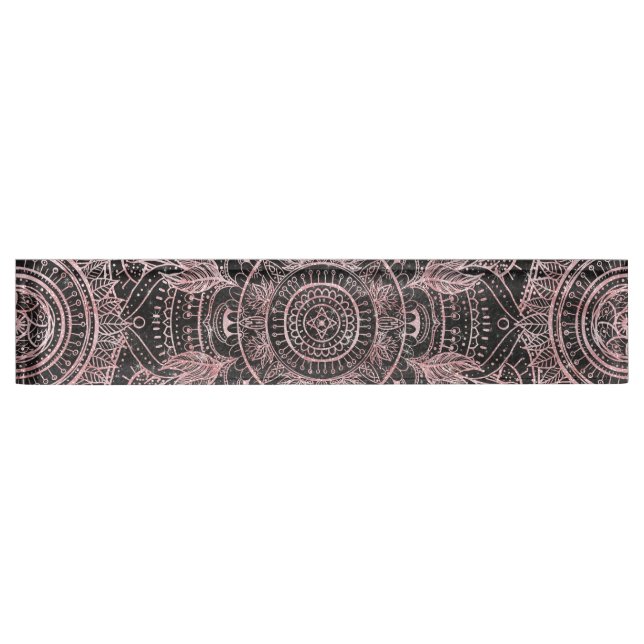 Boho Rose Gold Gray Mandala Elegant Design Desk Name Plate (Front)