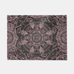Boho Rose Gold Gray Mandala Elegant Design Doormat