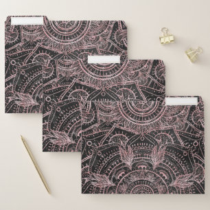 Boho Rose Gold Gray Mandala Elegant Design File Folder